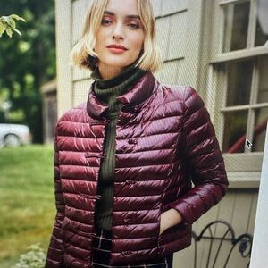 J. McLaughlin Shiny Wine Hayes Puffer Jacket Sz L NWT